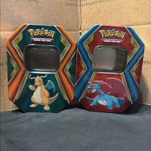 Pokémon Dragon Type Dragonite and Salamence Tin Set - Empty Tins!!